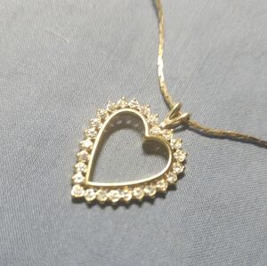 MONET VTG Gold Tone Clear Crystal Heart Pendant Necklace